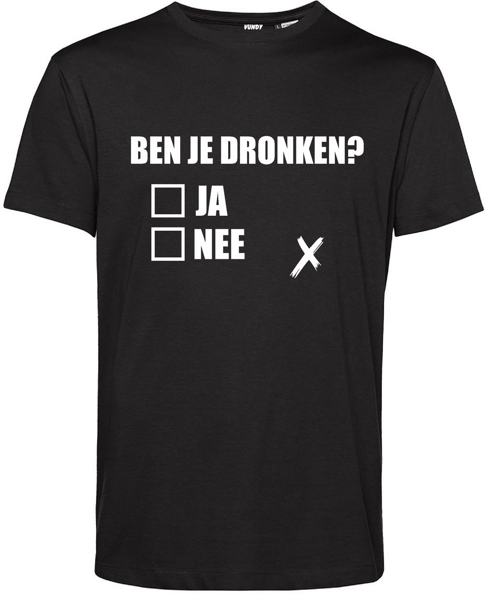 T-shirt Dronken? Ja Nee | Carnavalskleding | Foute Party | Zwart | maat 5XL